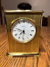 Vintage Heavy Chelsea Embassy Brass Quartz Desk Mantle Clock, 5 3/4" Works