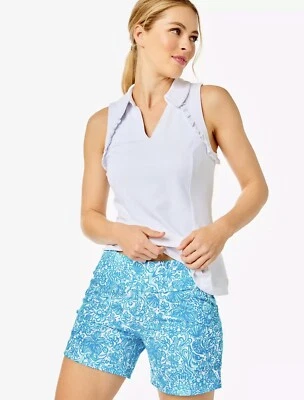 "Lilly Pulitzer Nakia UPF 50+ Resort White Took Me By Sunrise 5"" corto talla 8 nuevo con etiquetas" Foto 1 de 4