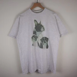 Vintage 1996 Boston Terrier Portrait Shirt Jerzees grau Erwachsene Large 21x28 - Bild 1 von 19