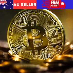 Bitcoin Commemorative collectable Gold plated coin in Round Plastic Case Gift - Picture 1 of 5
