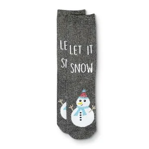 Holiday Novelty Crew Socks Women's Shoe Size 4-10 Silv Metallic Snowman 1 Pair - Picture 1 of 1