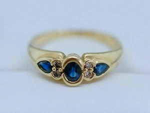 3.00 Ct Oval Cut Simulated Sapphire Women Wedding Ring 925 Silver Gold Finish - Picture 1 of 4