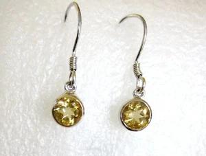 Citrine Dangle Earrings / 925 Sterling Silver / 1 inch long / 1.44 cts - Picture 1 of 4