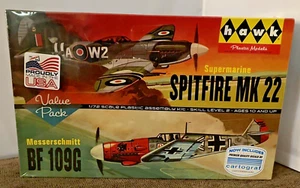 HAWK Supermarine Spitfire Mk 22 & Messerschmitt BF 109G Value Pack 2 Models NEW - Picture 1 of 2