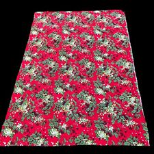 Vintage Christmas Tablecloth 52"x72" Holly Leaf Berry Red Holiday Kitchen