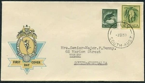 2'3 Wattle Flower 1959 definitiva y 1/- ornitorrinco dirección oficial FDC, en muy buen estado - Imagen 1 de 1