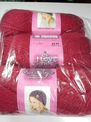 Пряжа для хобби лобби я люблю этот коренастый лот из 3 мотков красный бархат каждый Sk 109 ярдов - Изображение 1 из 2