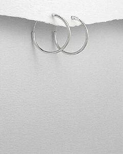 925 Sterling Silver Tube Hoop Earrings - Picture 1 of 1
