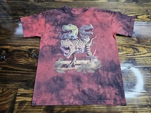 The Mountain T-Shirt Youth Large Red Tie Dye Dinosaur Soft Touch Cotton Boys  - Picture 1 of 8