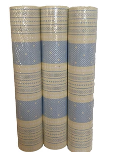 Laura Ashley Home Wallpaper LY4327 3 Double Rolls Blue Yellow Stripe Dots USA - Picture 1 of 9