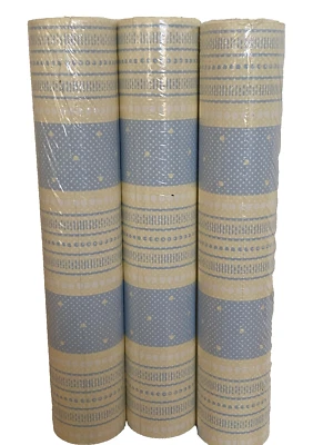 Laura Ashley Home Wallpaper LY4327 3 Double Rolls Blue Yellow Stripe Dots USA - Image 1 of 4