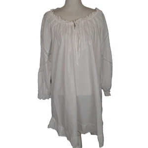 Ella Simone Poet's Night Shirt Size M White Lace Embroidery BEADSSize L GOWN - Picture 1 of 20