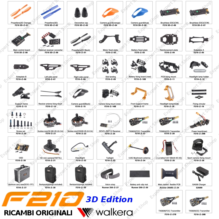 Ricambi DRONE WALKERA F210 3D fibra carbonio eliche batteria camera motori ESC - Immagine 1 di 1