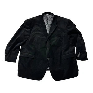 Oak Hill Mens Blazer Jacket 46R Black Corduroy Two Button - Picture 1 of 17