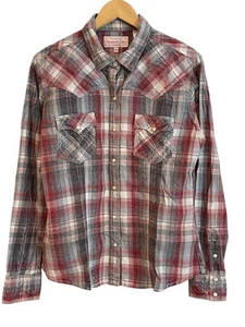 Panhandle Slim Western Shirt Mens Large Plaid Pearl Snap Embroidered Rodeo - Picture 1 of 9