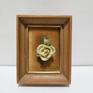Fiore In Ceramica Smaltata Colorato Con Cornice In Legno E Tessuto - Imagen 1 de 5
