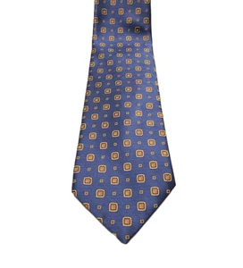 Brooks Brothers Makers Blue Geometric Medallion Print Silk Necktie Made In USA - Picture 1 of 8