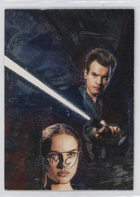 2009 Star Wars Galaxy Series 4 Etched Foil Obi-Wan Kenobi Padme Amidala #1 0u9k - Image 1 of 3