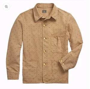 NWT! $690 RRL by Ralph Lauren Print Reverse-Twill Utility Jacket Washed Khaki - Picture 1 of 12