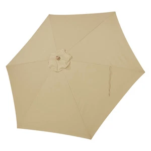 9Ft Patio Umbrella Replacement Canopy 6 Rib Outdoor Garden Pool Top Cover Tan - Picture 1 of 9