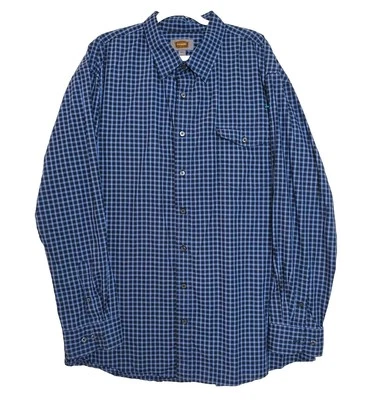 The FOUNDRY Supply Co 3XLT Shirt Cotton Button Up Blue Plaid Tall Preppy Farmer - Image 1 of 4