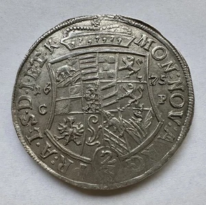 2/3 Taler 1675 Sachsen Zerbst Carl Wilhelm Silber Münze (1290) - Picture 1 of 5