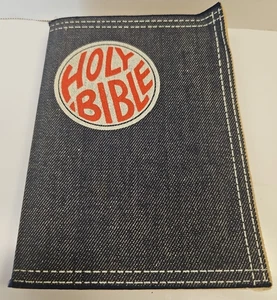 1970 Holy Bible New Testament Denim Cover Nelson - Imagen 1 de 9