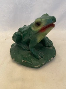 Vintage Concrete/Cement Painted Heavy FROG DOORSTOP Garden STATUE 5.5" Tall - Picture 1 of 9