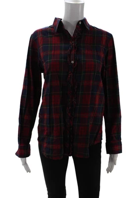 Lauren Ralph Lauren Women Dark Blue Plaid Cotton Button-Up Long-Sleeve Size M - Image 1 of 4