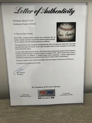 Sparky Anderson, Al Kaline, Ernie Harwell  Autograph Auto Baseball PSA/DNA - Image 1 of 4