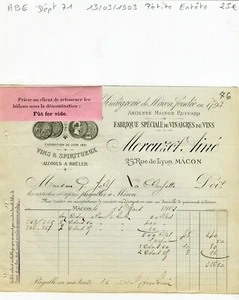 Dépt 71 - Mâcon 25 Rue de Lyon - Petite Entête d'une Vinaigrerie du 13/03/1903 - Picture 1 of 1