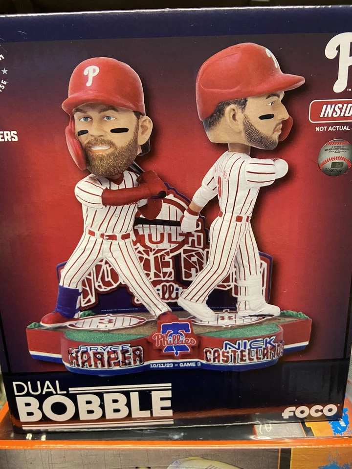 Bryce Harper & Nick Castellanos Phillies 2023 NLDS HR Bobblehead /72 Bobble Foco - Image 1 of 1