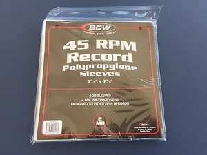 100 - BCW 45 RPM Record Poly Sleeves 7 3/8 X 7 5/8 - Acid Free Archival 2-Mil - Bild 1 von 5