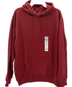 Men’s Hoodie Pullover Long Sleeve Size Medium Dark Red Fruit Of The Loom Pocket - Picture 1 of 7