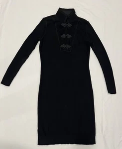 Vestido Suéter LRL Lauren Jeans Co Negro Algodón Simulado LS Botones Bordados Talla M - Imagen 1 de 14