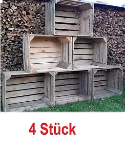 4 Stück ALTE RUSTIKALE HOLZKISTEN WEINKISTEN APFELKISTEN OBSTKISTEN REGAL TISCH - Bild 1 von 2