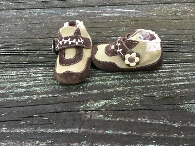 Коричневые и розовые кожаные туфли для девочек Robeez размер 3 - Изображение 1 из 4