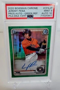 2020 Bowman Jeremy Pena 1st Bowman Chrome Green Refractor Auto #/99 PSA MINT 9 - Picture 1 of 2