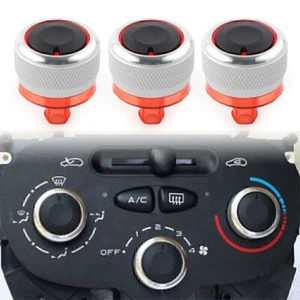 Switch Knob Heater Buttons A/C Cover Heat Fit Peugeot 206 207 C2 Silver Car 3Pcs - Picture 1 of 9