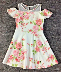 Girls Size 14 Floral Summer Spring Easter Party Dress Cold Shoulder - Picture 1 of 13
