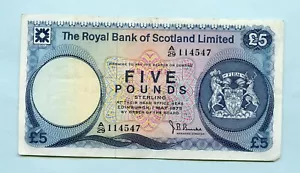 BANCONOTA 5€ ROYAL BANK OF SCOTLAND SCOZZESE DATATA 1° MAGGIO 1975 - Foto 1 di 2