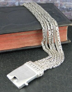 Silpada 925 Sterling Silver Multi Strand Byzantine & Wheat Link Chain Bracelet - Picture 1 of 7