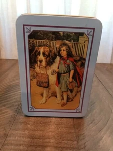 Girl & St. Bernard Dog Tin - Picture 1 of 7