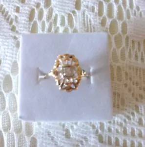 Princes style ring @1960 14K yellow gold dia. cut out size 6 rare - Picture 1 of 6