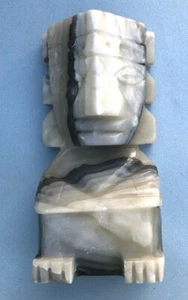 Statua Azteca Vintage Pietra Intagliata a Mano Onice 8” Maya Maya Inca Guerriero Tiki Arte - Foto 1 di 11
