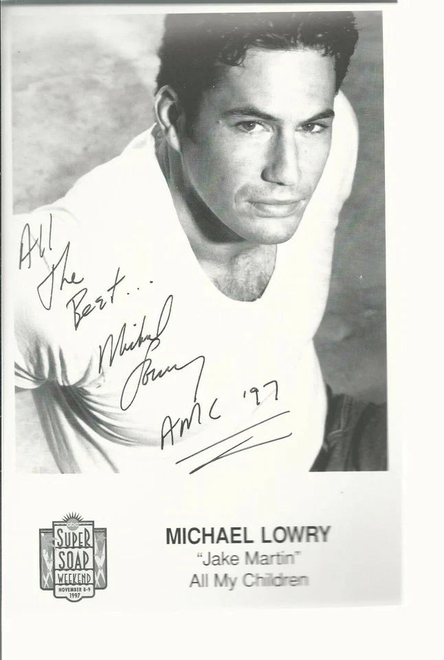 Michael Lowry  Autograph Reprint Photo 9x6 All My Children 1997  - Image 1 of 1