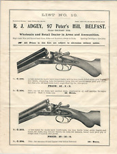 R. J. Adgey Belfast Shotgun Price List, Gun-Runner to the UVF, Home Rule Crisis