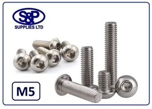 M5, 5mm STAINLESS STEEL SOCKET BUTTON SCREW DOME HEAD BOLT FROM 6MM TO 60MM LONG - Picture 1 of 2