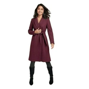 Wollmantel mit Gürtel weinrot Damen Gr. XL + Gratis Geschenk - Bild 1 von 5