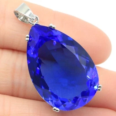 Compre 2 y obtenga 1 gratis Colgante de plata grande de tanzanita violeta para citas de mamá Foto 1 de 2